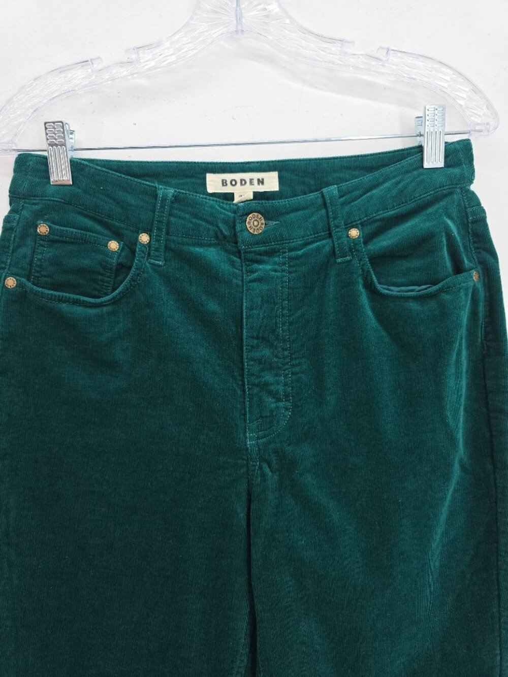 BODEN Emerald Green Corduroy Straight Leg Pants 8R - Picture 3 of 6